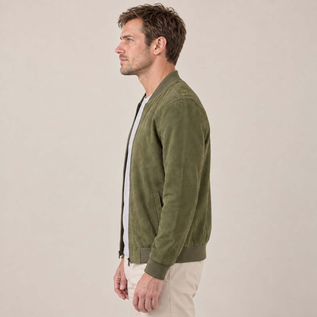 Men's Suede-Touch Bomber Jacket