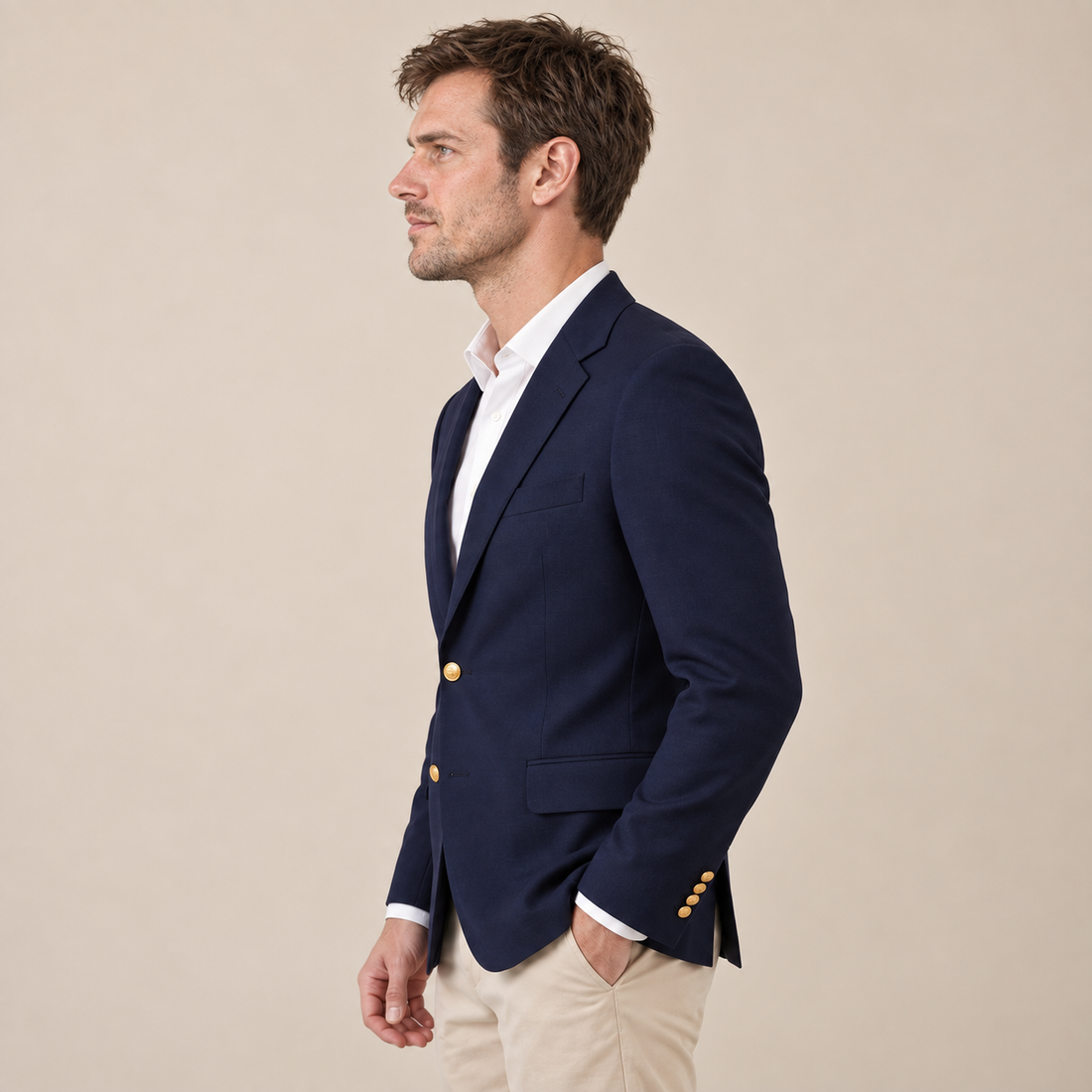 Men's Tailored Navy Blazer Jacket for Formal Occasions