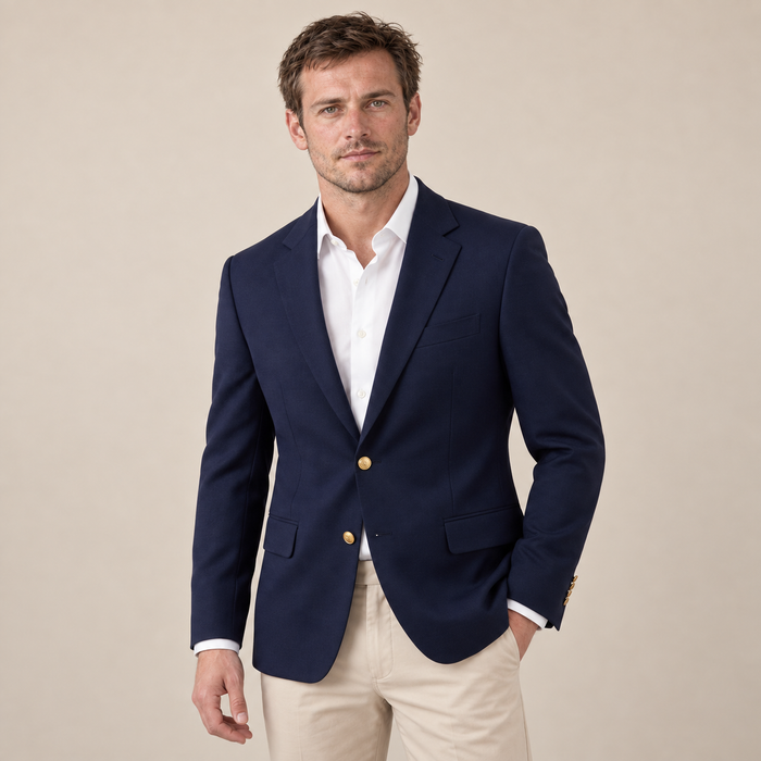 Men's Tailored Navy Blazer Jacket for Formal Occasions