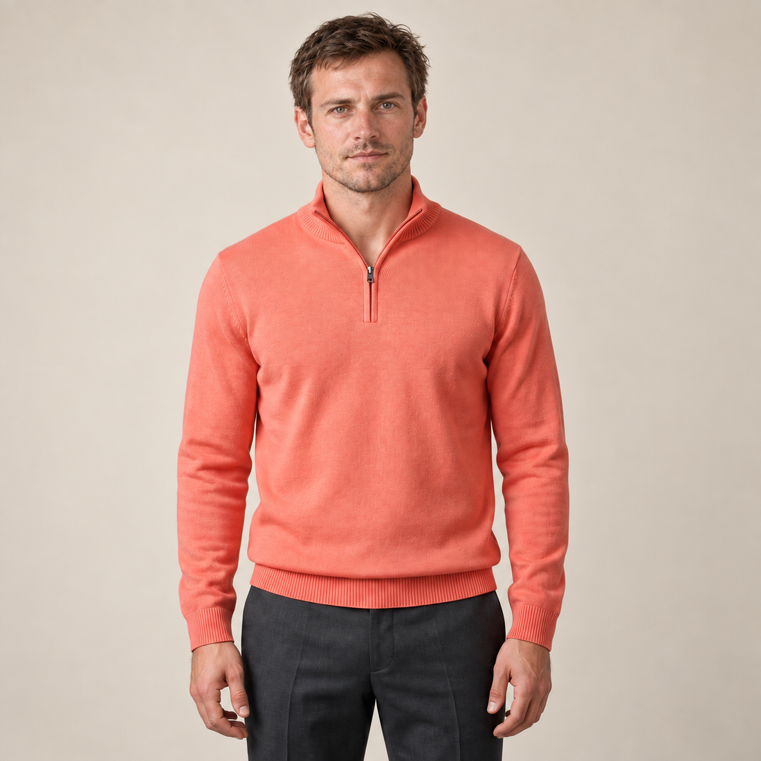 Men's Textured Quarter-Zip Sweater