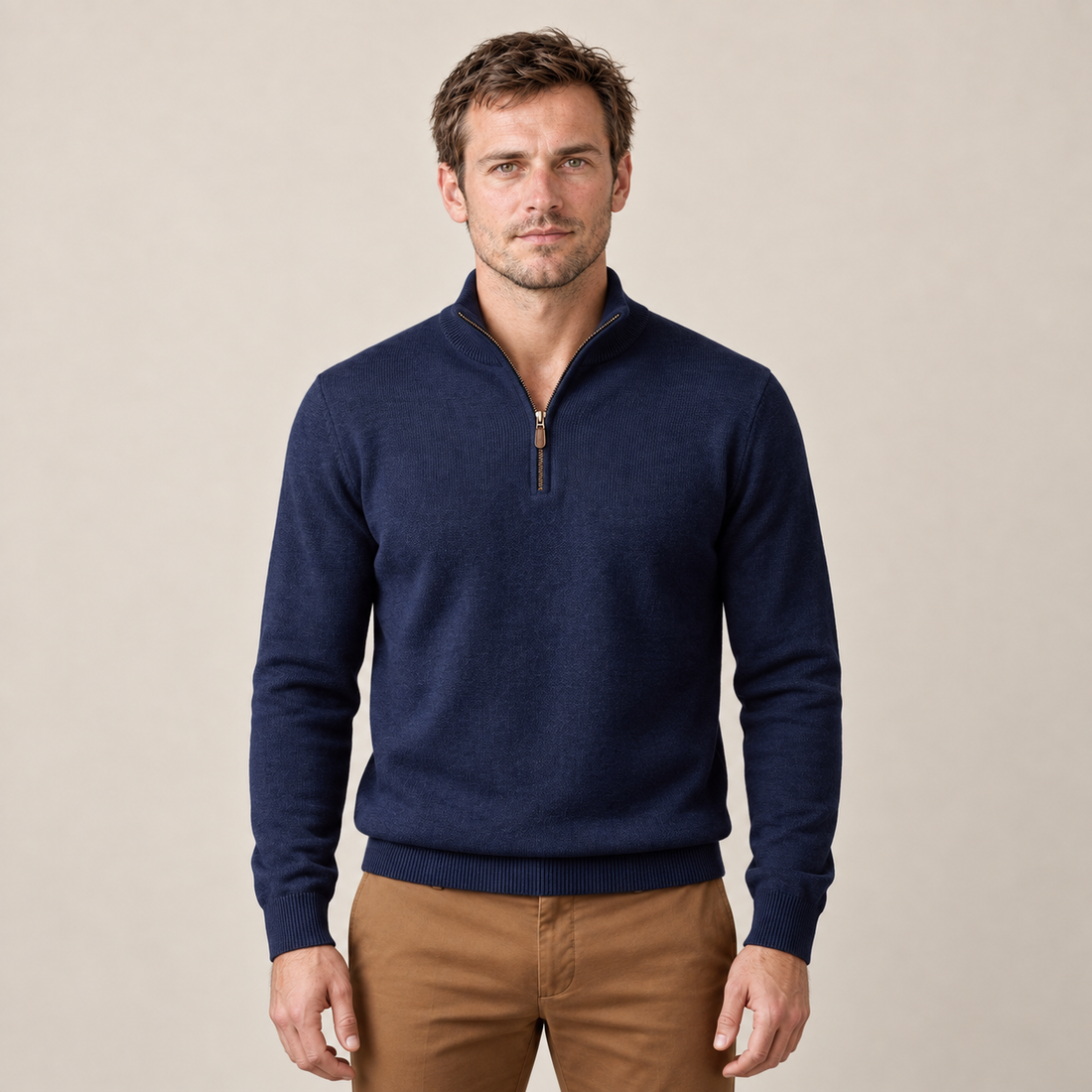 Men's Textured Quarter-Zip Sweater