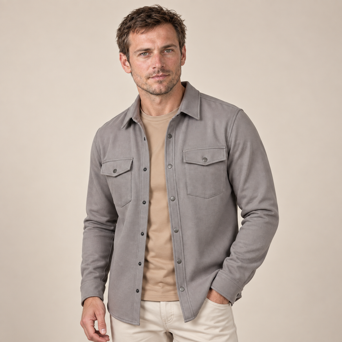 Men's Twin-Pocket Overshirt Slim Fit