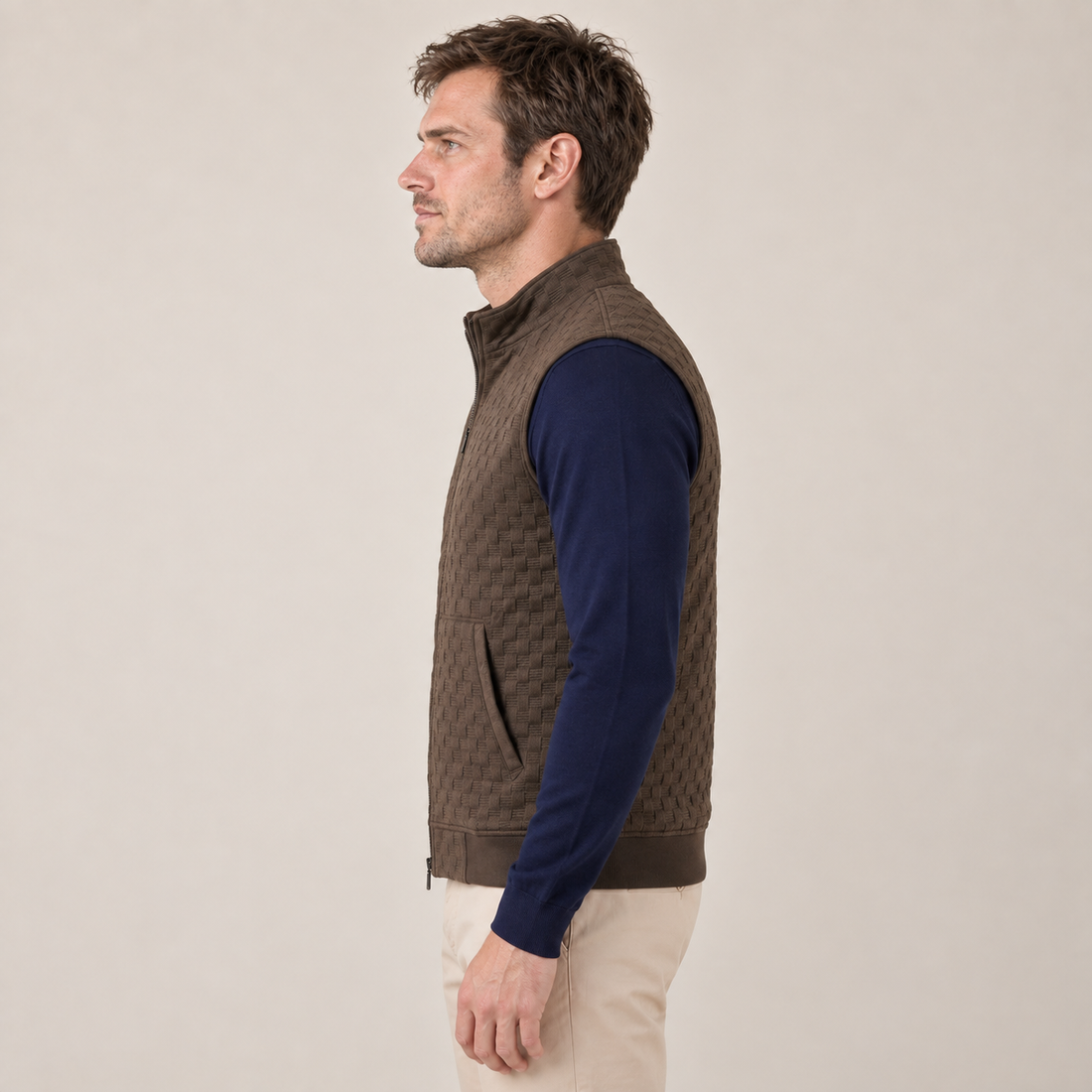 Men's Utility Zip Vest with Stand-Up Collar