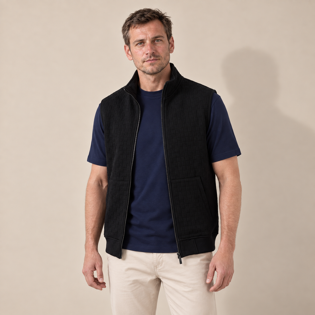 Men's Utility Zip Vest with Stand-Up Collar