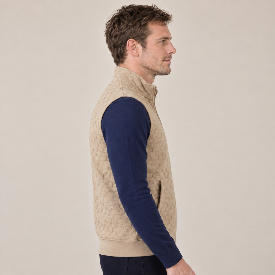 Men's Utility Zip Vest with Stand-Up Collar