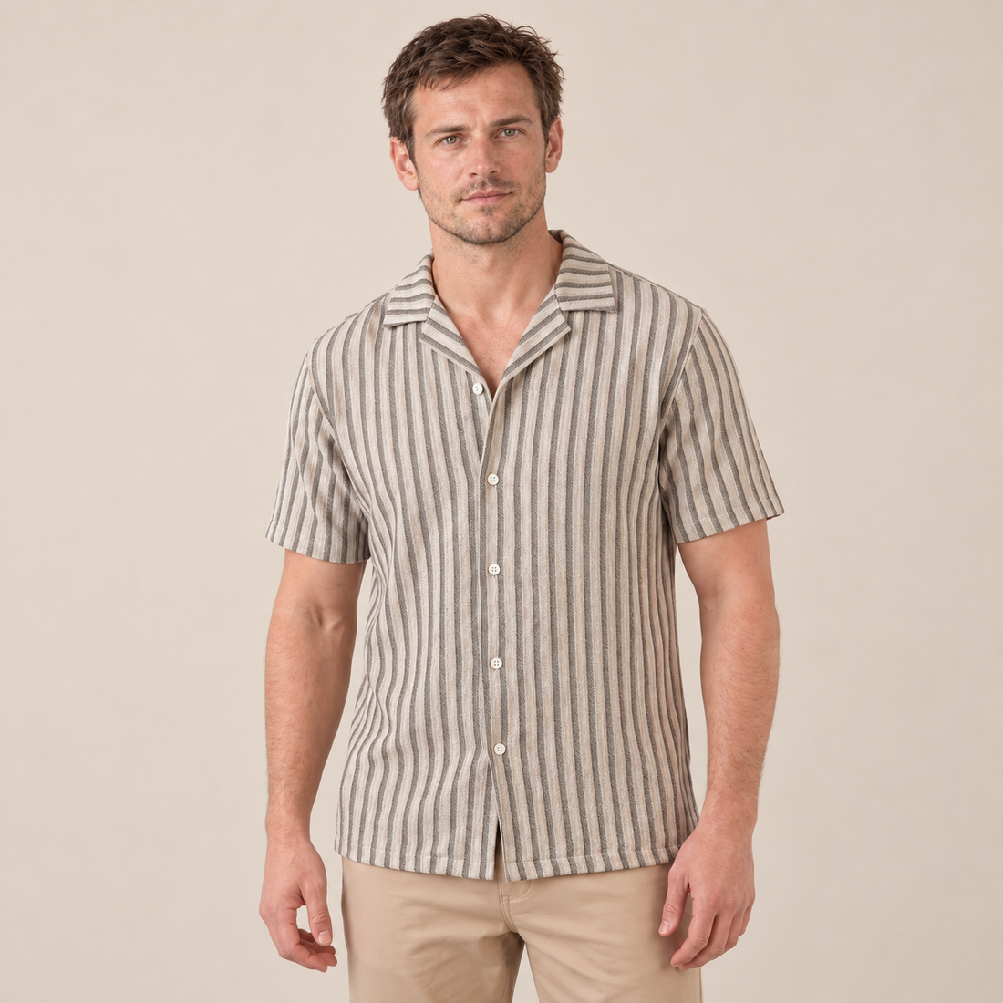 Men's Vertical Stripe Knit Resort Shirt
