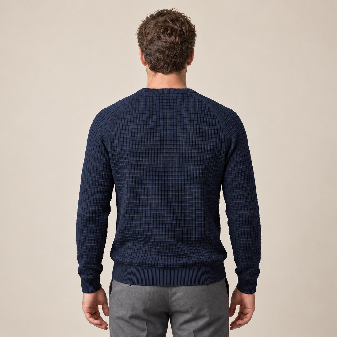 Men's Waffle Knit Crew Neck Sweater