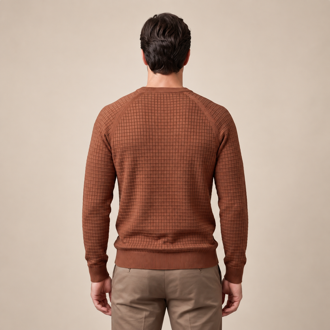 Men's Waffle Knit Crew Neck Sweater