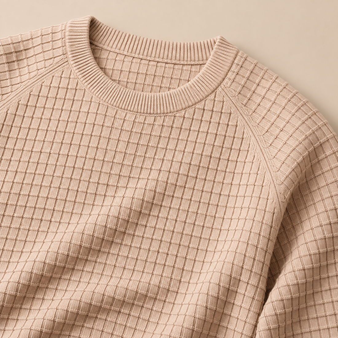 Men's Waffle Knit Crew Neck Sweater