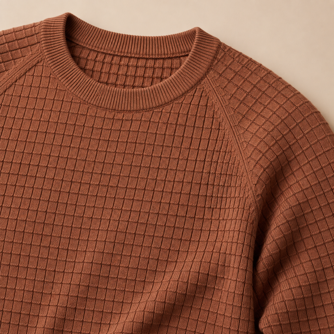 Men's Waffle Knit Crew Neck Sweater