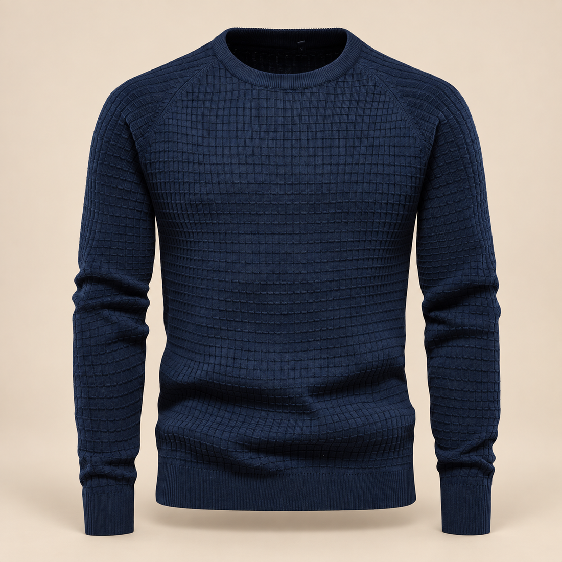 Men's Waffle Knit Crew Neck Sweater