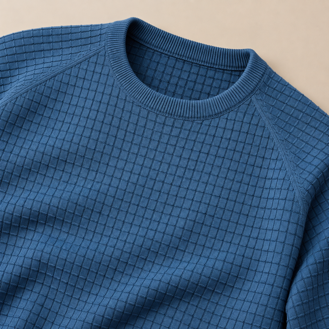 Men's Waffle Knit Crew Neck Sweater
