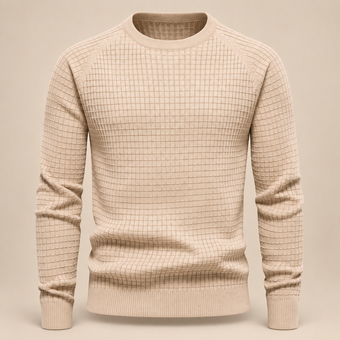 Men's Waffle Knit Crew Neck Sweater