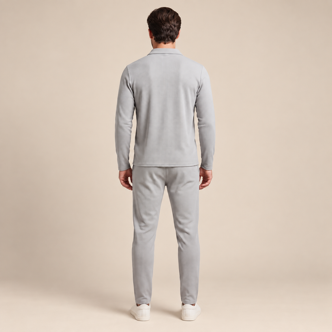 Men's Waffle Knit Quarter-Zip Tracksuit Set