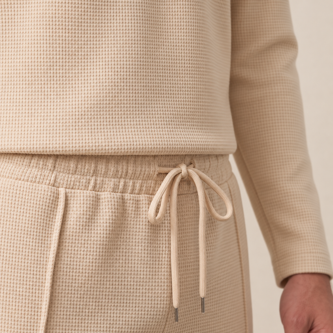 Men's Waffle Knit Quarter-Zip Tracksuit Set