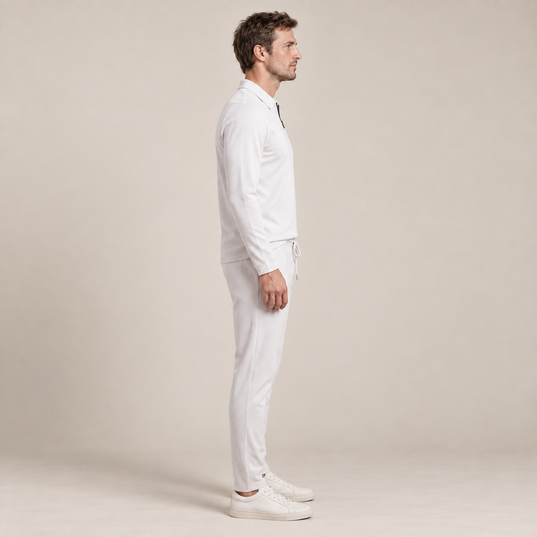 Men's Waffle Knit Quarter-Zip Tracksuit Set