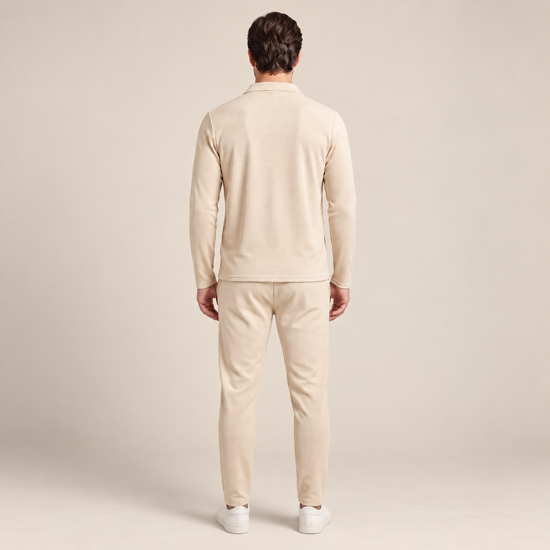 Men's Waffle Knit Quarter-Zip Tracksuit Set