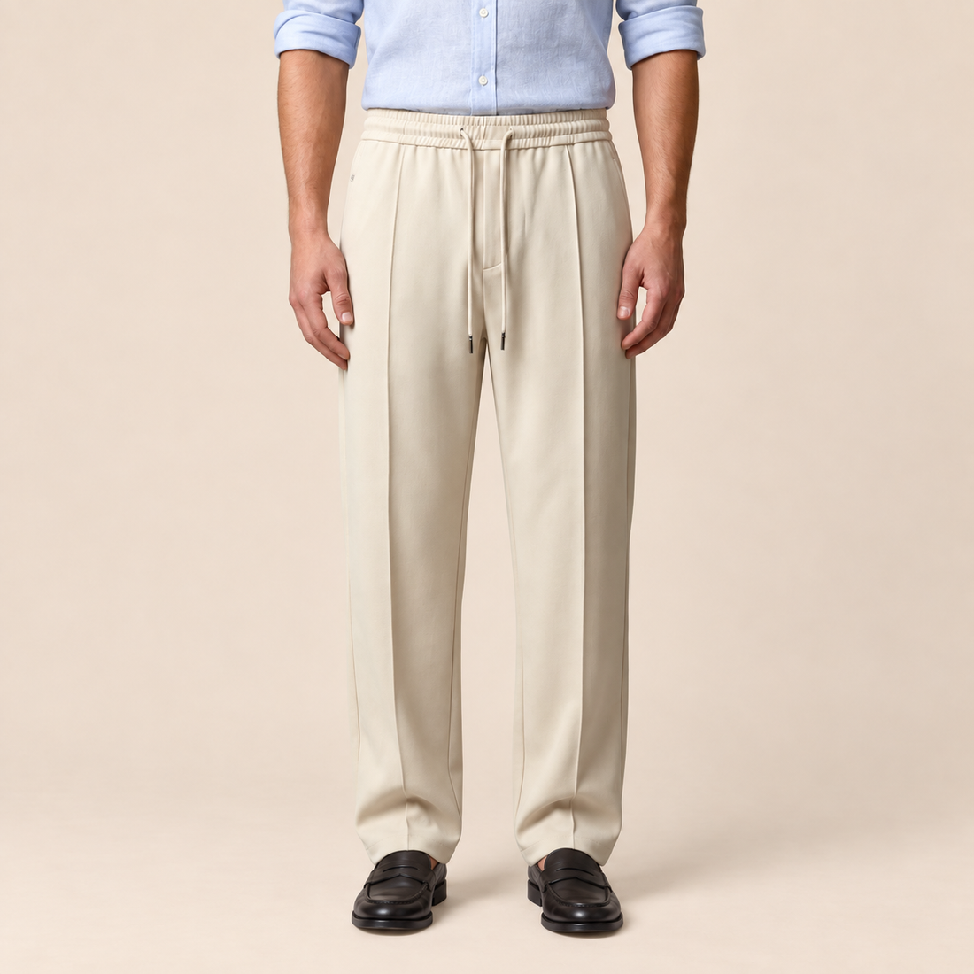 Men's Wide Leg Trousers with Drawstring