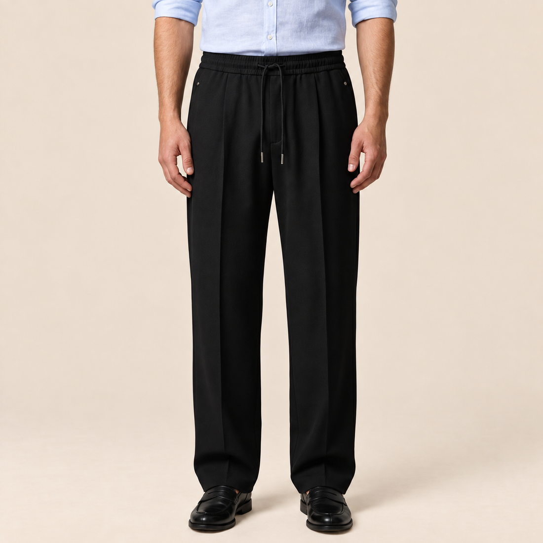 Men's Wide Leg Trousers with Drawstring