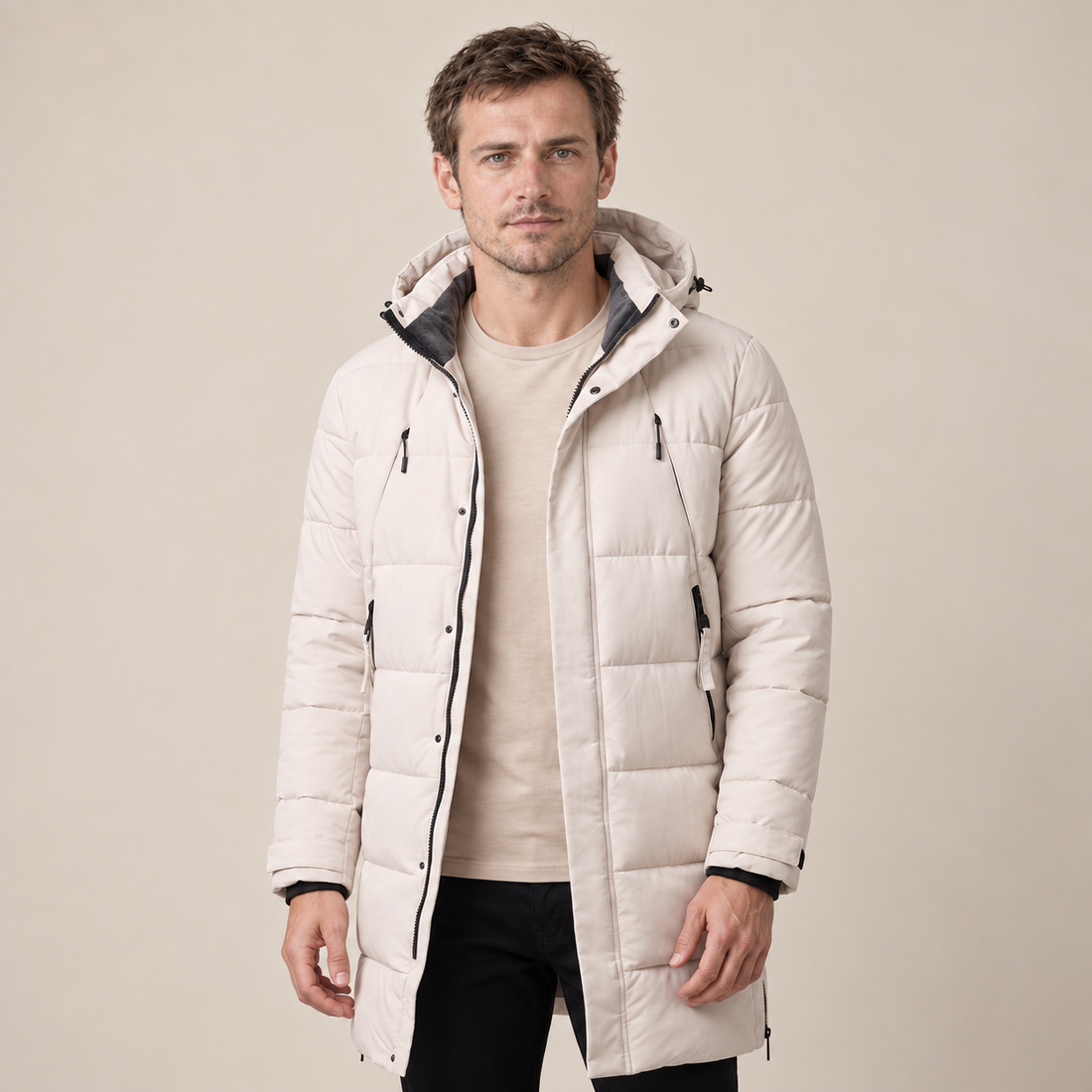 Men's Windproof Padded Parka Jacket