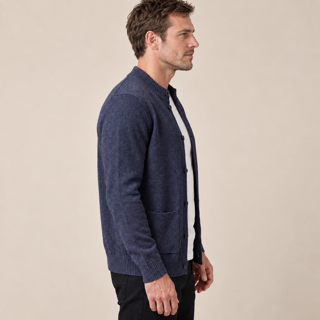 Men's Wool Button-Front Cardigan