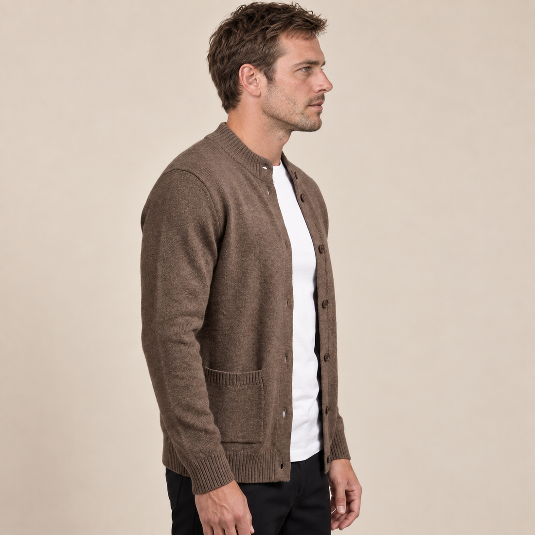 Men's Wool Button-Front Cardigan