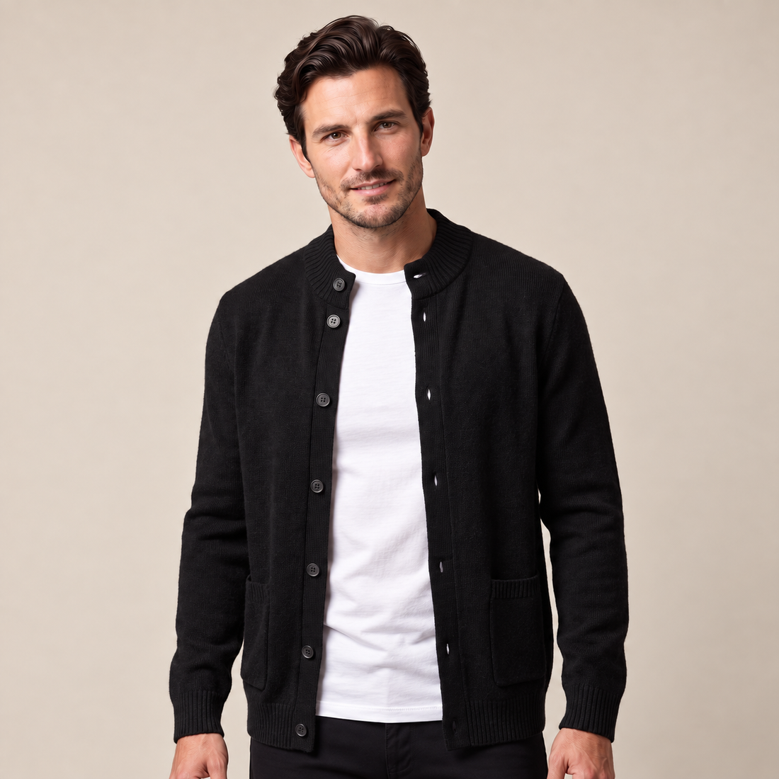 Men's Wool Button-Front Cardigan