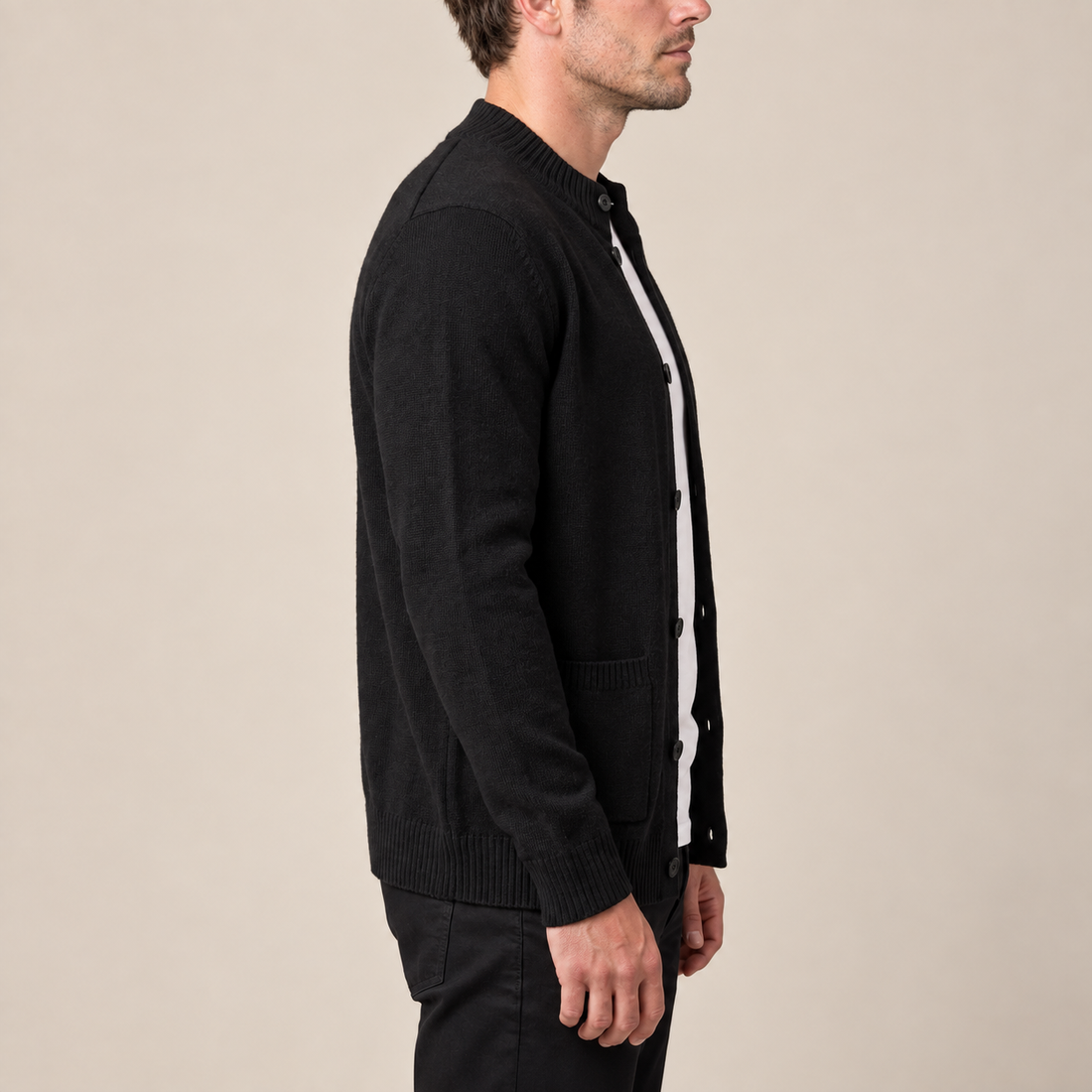 Men's Wool Button-Front Cardigan