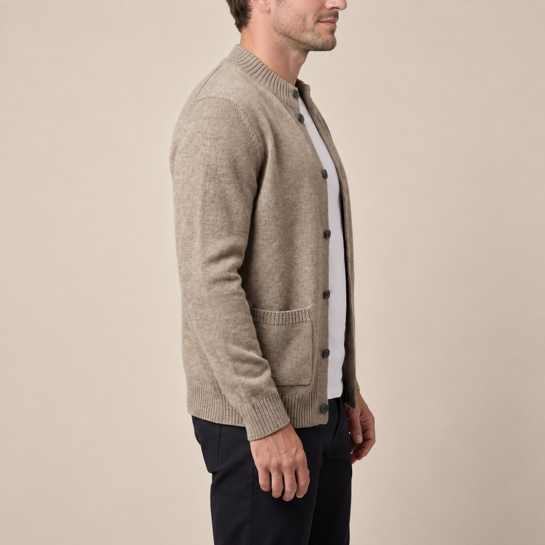 Men's Wool Button-Front Cardigan
