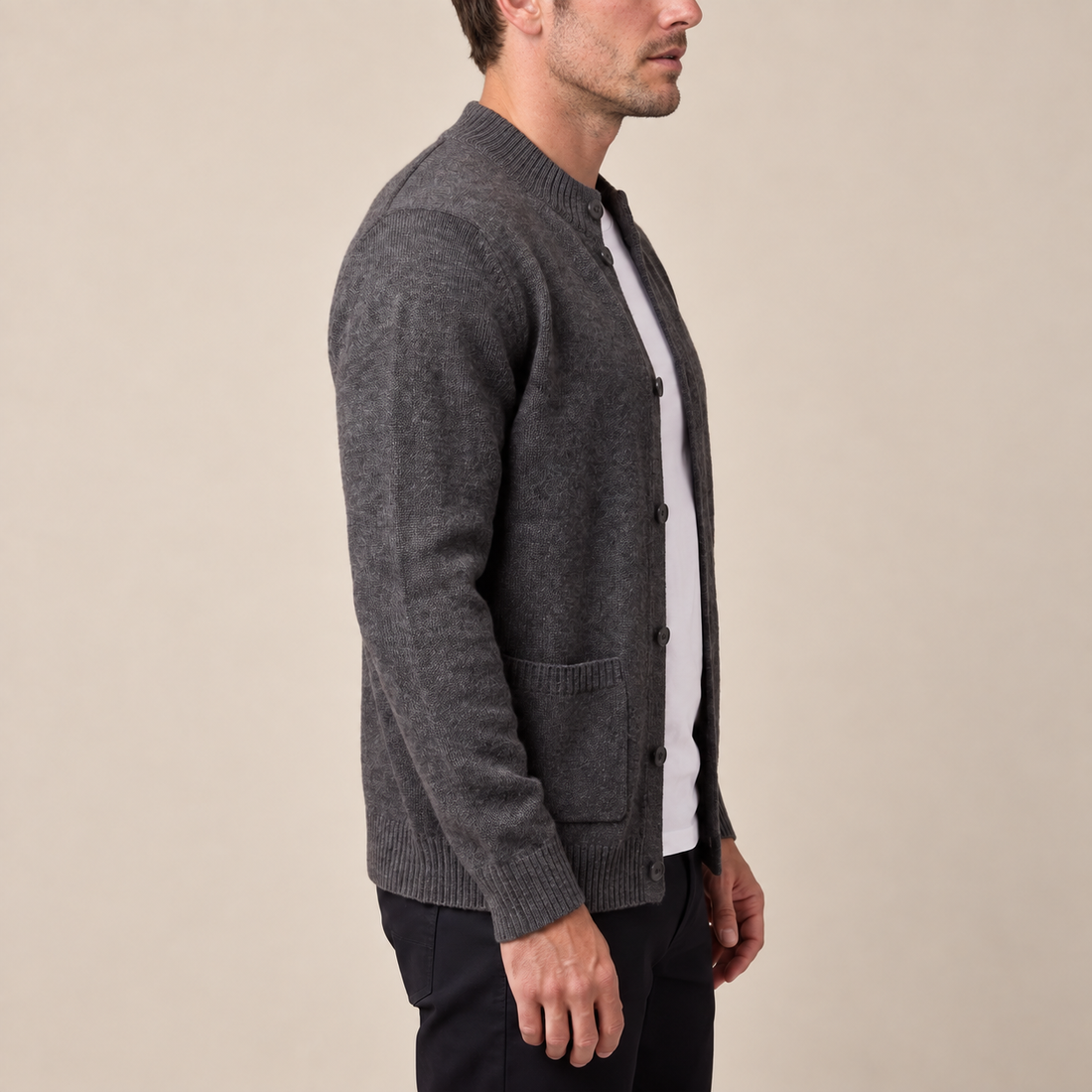 Men's Wool Button-Front Cardigan