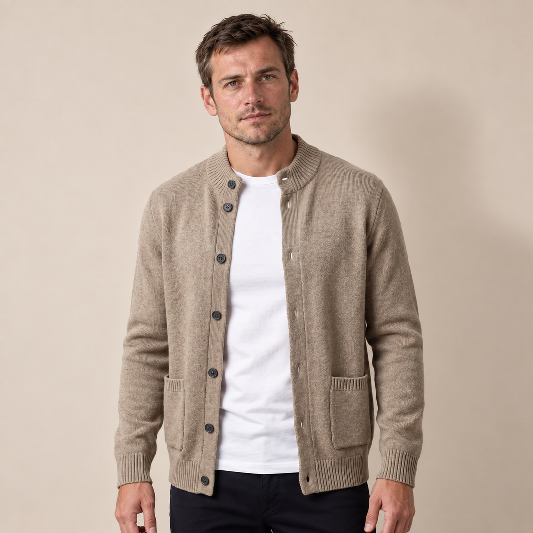 Men's Wool Button-Front Cardigan
