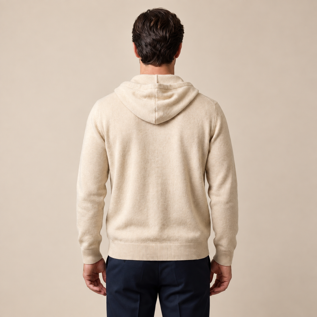 Men's Wool Full-Zip Knit Hooded Cardigan