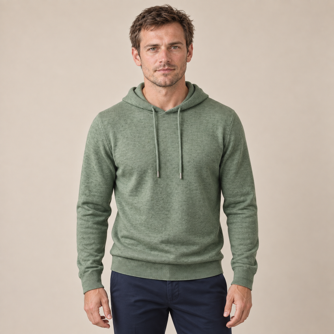 Men's Wool Knit Drawstring Hoodie