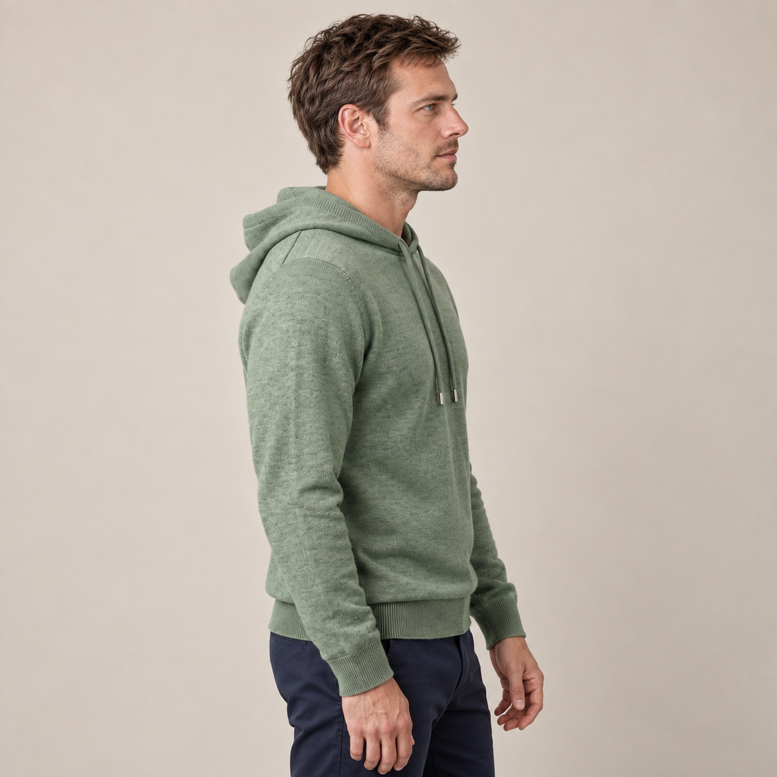 Men's Wool Knit Drawstring Hoodie