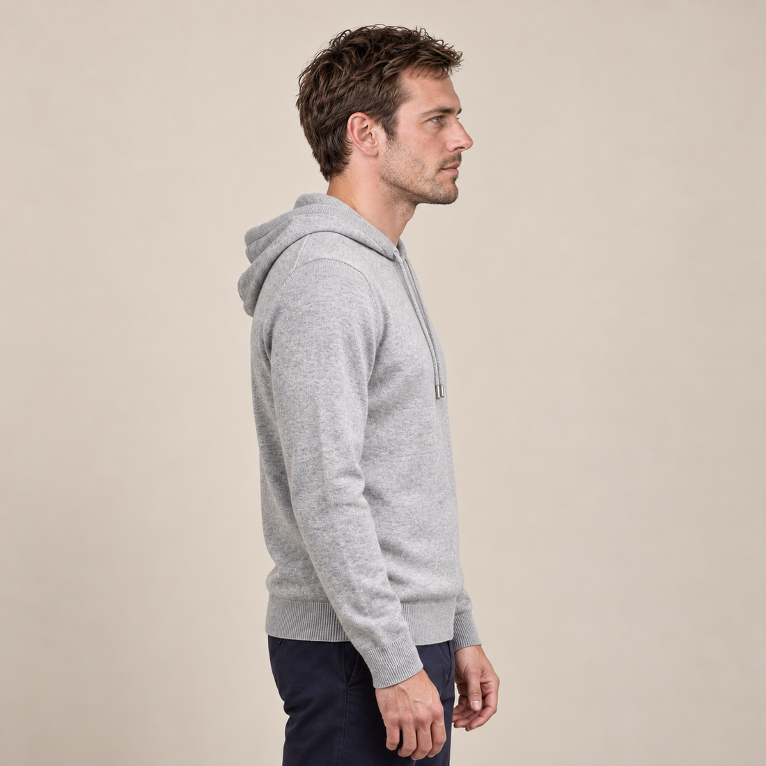 Men's Wool Knit Drawstring Hoodie