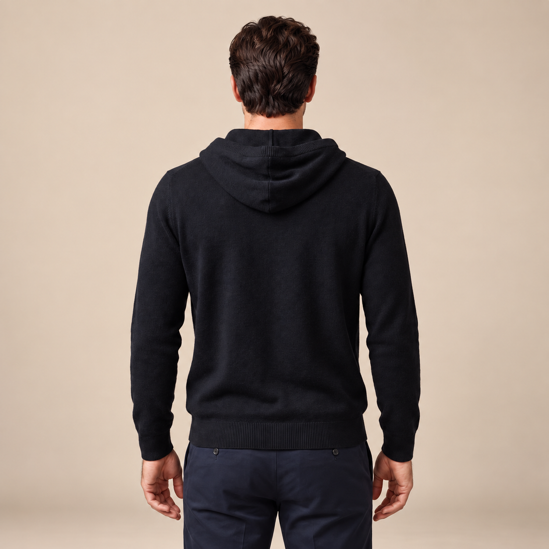 Men's Wool Knit Drawstring Hoodie