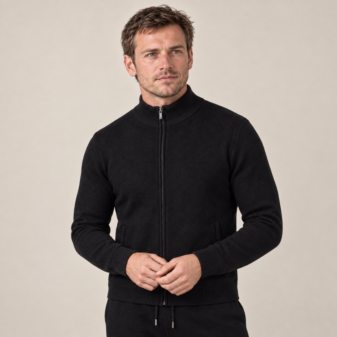 Men's Wool Knit Zip Cardigan and Trouser Co-ord Set