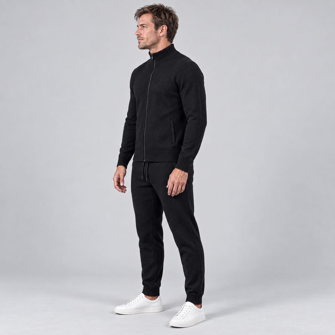 Men's Wool Knit Zip Cardigan and Trouser Co-ord Set
