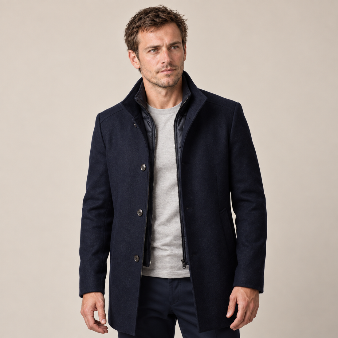Men's Stand Collar Overcoat