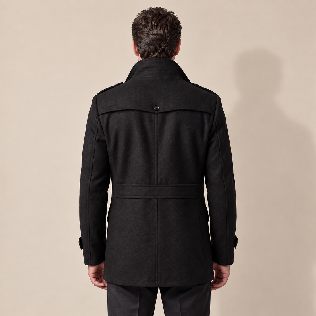 Men's Wool Stand-Collar Overcoat