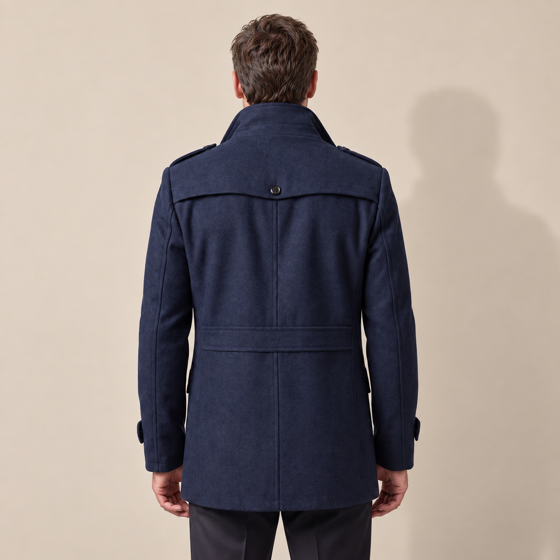 Men's Wool Stand-Collar Overcoat