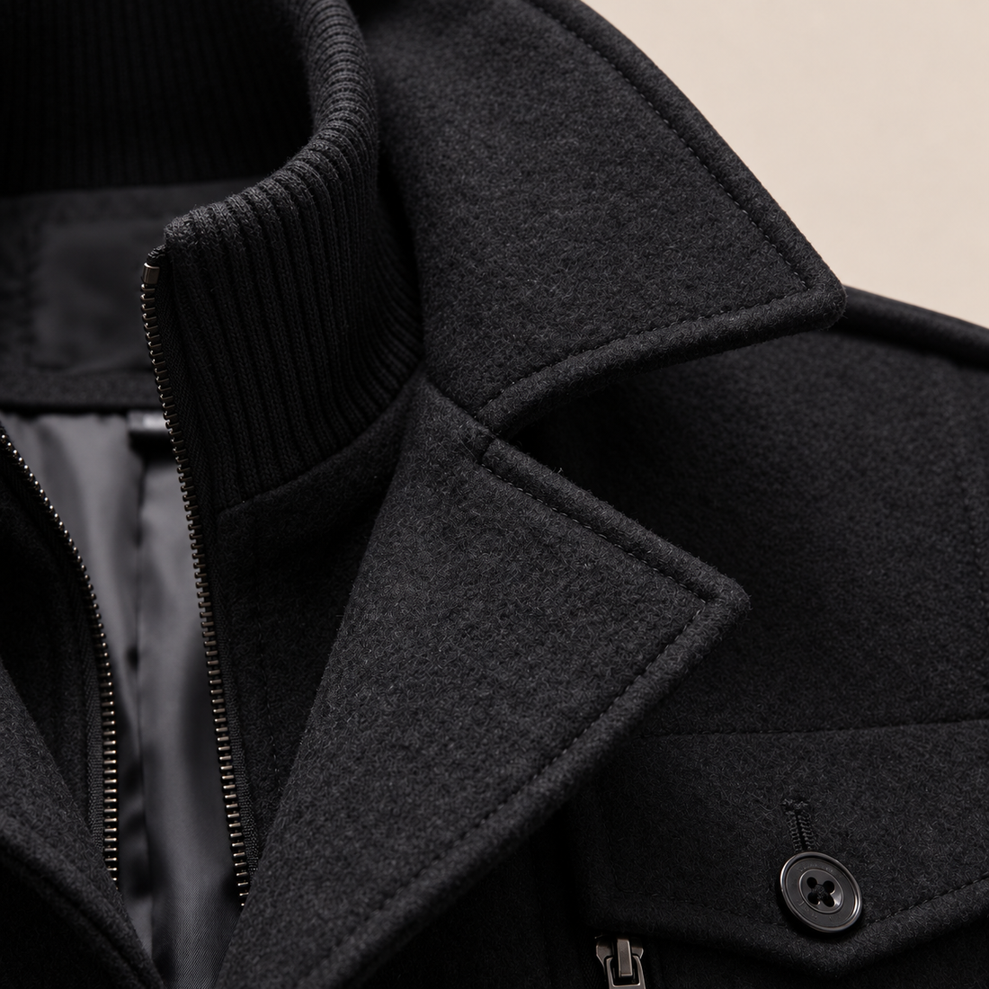 Men's Wool Stand-Collar Overcoat
