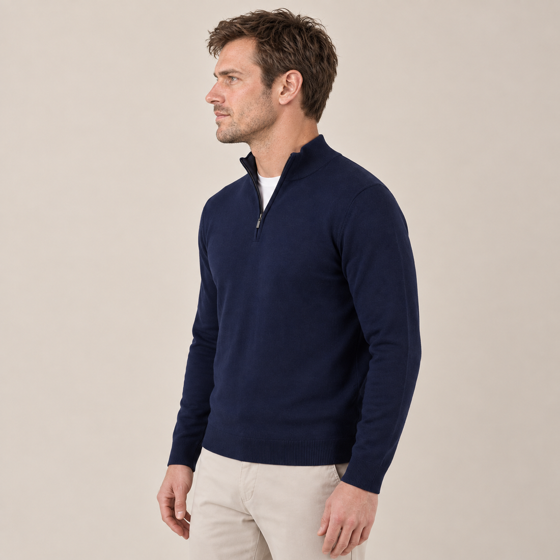 Navy Half-Zip Sweater