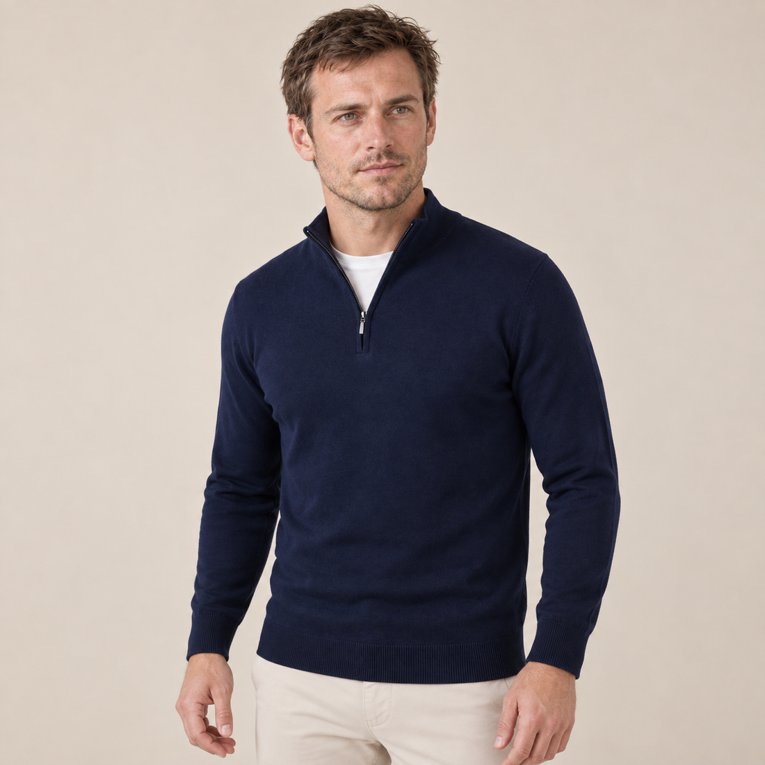 Navy Half-Zip Sweater