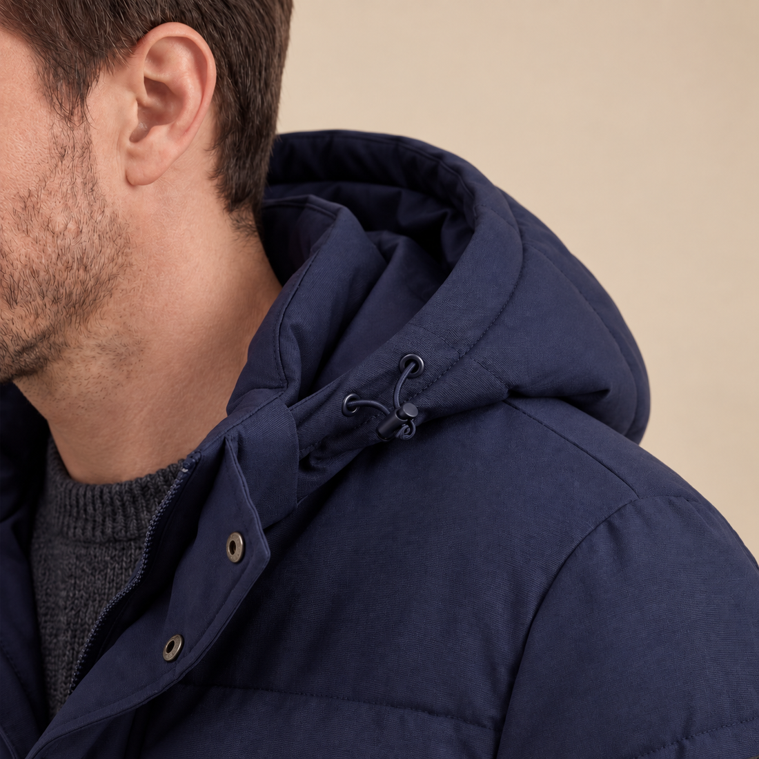 Navy Hooded Puffer Jacket