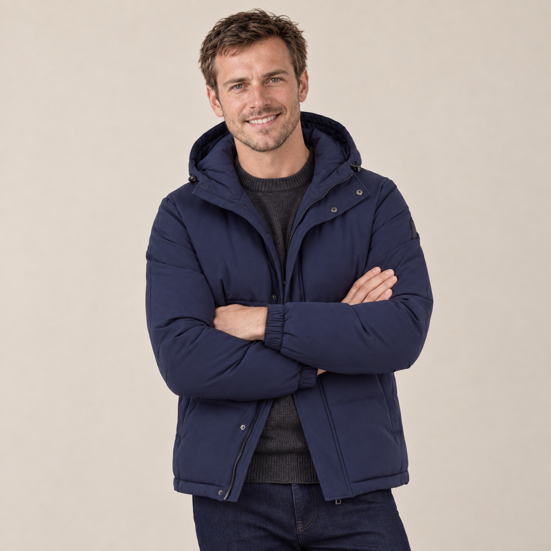 Navy Hooded Puffer Jacket