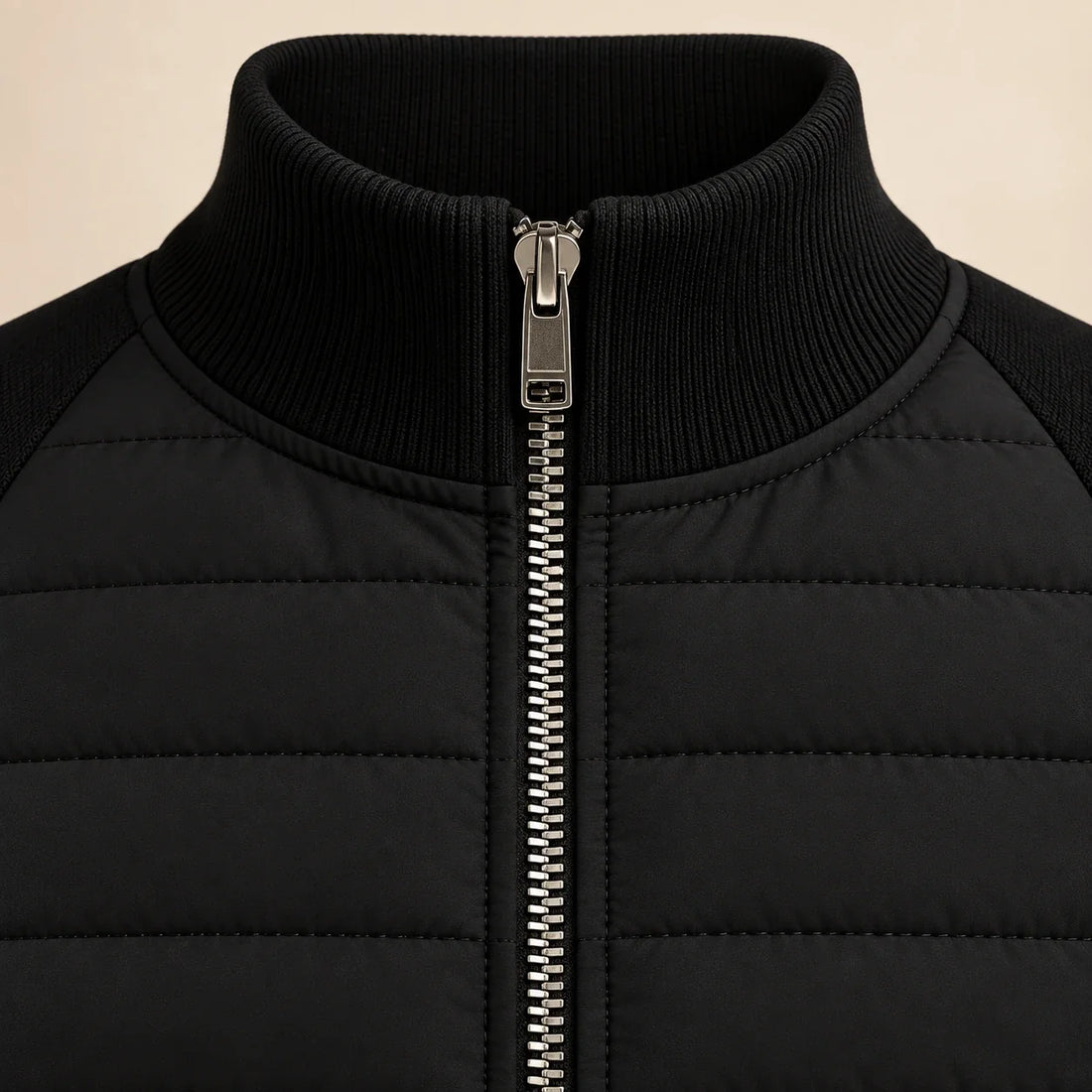 Men's Quilted Jacket Hybrid Knitted Sleeves