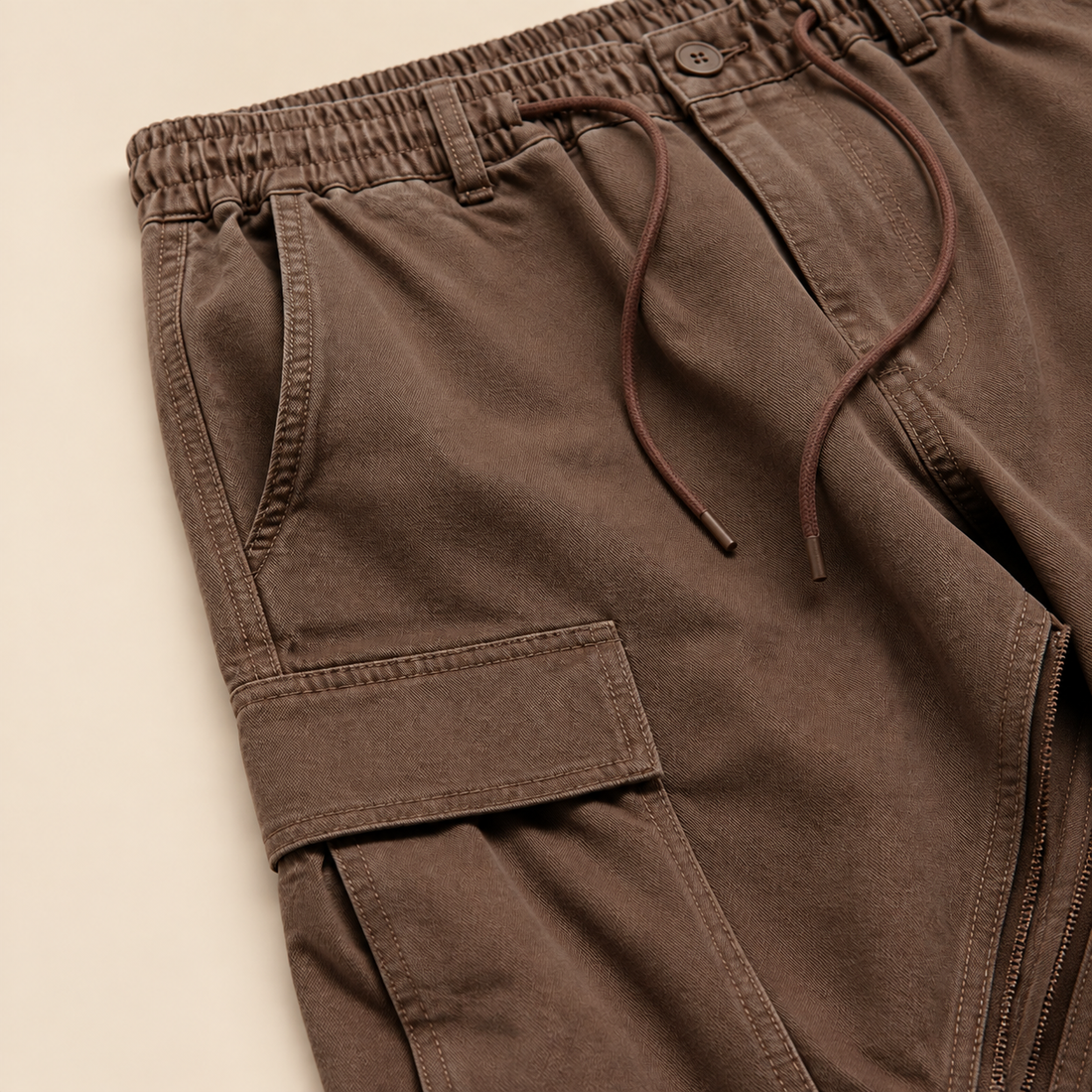 Men's Cargo Trousers with Drawstring Waist