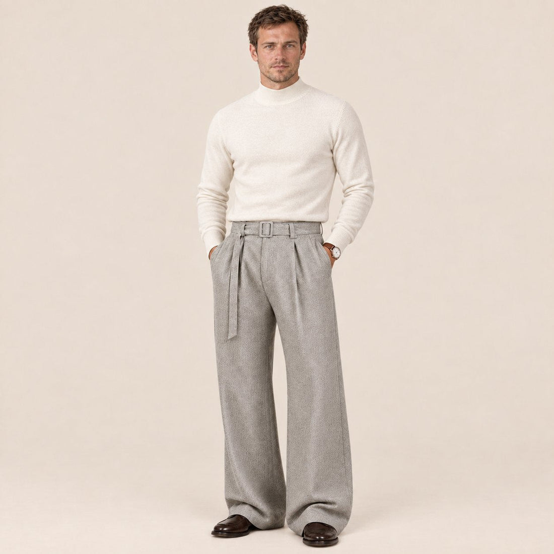 Men's Trousers Straight Leg Pleated Tailored