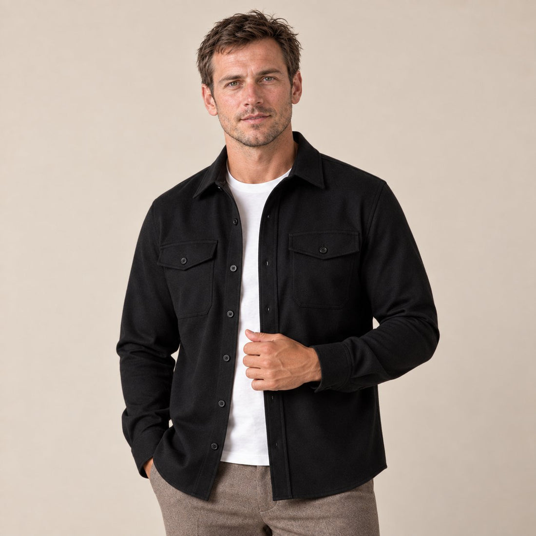 Men's Brushed Slim-Fit Overshirt